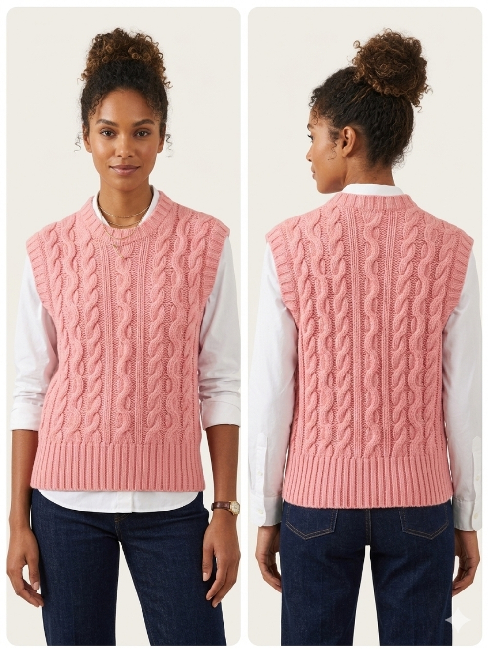 Vtg ​Iceberg Made In Italy Pink Cable Knit Sweater Vest Virgin Wool Angora Blend